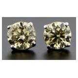 14kt Gold Briliant 1.90 ct Diamond Stud Earrings