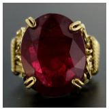 14kt Gold Oval 17.34 ct Ruby Antique Style Ring