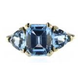 10kt Gold Natural Step 3.80 ct Blue Topaz Ring