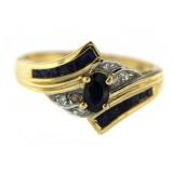 14kt Gold Genuine Sapphire & Diamond Ring