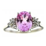 10kt Gold Oval Pink Sapphire & Diamond Ring