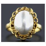 14kt Gold Cabachon Mabe Pearl Ring