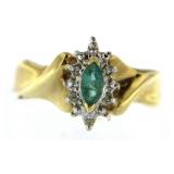 10kt Gold Natural Emerald & Diamond Ring