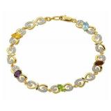 Genuine Marquise Gemstone & Diamond Bracelet