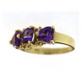 14kt Gold Natural Amethyst & Diamond Ring