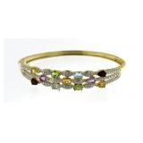 Genuine 4.00 ct Gemstone & Diamond Cuff Bracelet