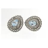 Pear Shape Genuine Blue Topaz Earrings