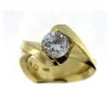 14kt Gold Brilliant 2.00 ct White Topaz Ring HEAVY