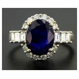 14kt Gold Oval 5.70 ct Sapphire & Diamond Ring