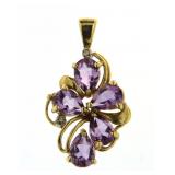 10kt Gold 4.10 ct Natural Amethyst & Diam. Pendant