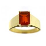 14kt Gold Emerald Cut Orange Sapphire Solitaire