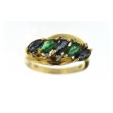 14kt Gold Emerald-Sapphire-Diamond Ring