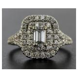 14kt Gold Emerald Cut 1.09 ct Diamond Ring