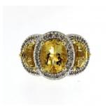 Genuine 3.50 ct Citrine & Diamond Ring