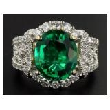 14kt Gold 5.86 ct Emerald & Diamond Ring