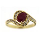 14kt Gold Natural Oval Ruby & Diamond Ring