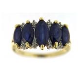 14kt Gold Natural 3.50 ct Sapphire & Diamond Ring