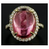 18kt Gold 8.51 ct Tourmaline & Diamond Ring