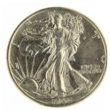 1942-D AU Walking Liberty Silver Half Dollar