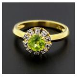 Genuine Peridot & Diamond Accent Ring