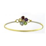 Genuine Gemstone & Diamond Cuff Bracelet