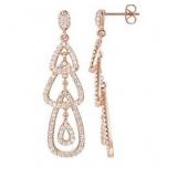 Rose Toned White Topaz Chandelier Earrings