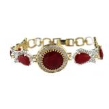 Vintage Style 22.55 ct Round & Pear Ruby Bracelet