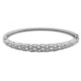 Diamond Accent Basket Weave Cuff Bracelet