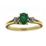 10kt Gold Natural Emerald & Diamond Ring