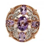 Genuine 4.10 ct Barazil Amethyst & Diamond Ring