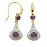 Genuine Amethyst & Diamond Accent Earrings