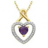 Genuine African Amethyst & Diamond Accent Pendant