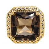 Cushion Cut 7.50 ct Smoky Topaz Designer Ring