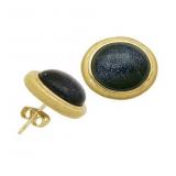 Cabochon Blue Goldstone Earrings