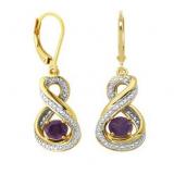 Genuine African Amethyst & Diamond Earrings