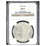 1886 MS63 Morgan Silver Dollar