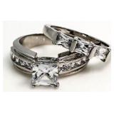 Princess Cut 2.50 ct White Topaz Bridal Set