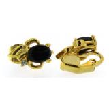 Genuine Onyx Oval Fashion Clip-On Earrings