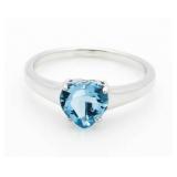 Beautiful 2.00 ct Blue Topaz Heart Solitaire Ring