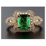 14kt Rose Gold 1.41 ct Emerald & Diamond Ring