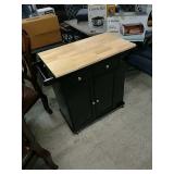 Black & Natural Mobile Kitchen Island
