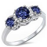 Tanzanite 2.00 ct Past Present Future Ring