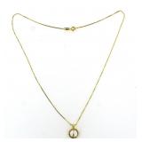 14kt Gold Pearl & Diamond Pendant