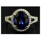14kt Gold Oval 5.48 ct Sapphire & Diamond Ring