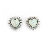 Fire Opal Hear Solitaire Earrings