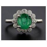 10kt Gold 1.31 ct Emerald & Diamond Ring