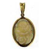 14kt Gold Opalescant Shell Carved Pendant