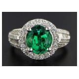 14kt Gold Oval 2.60 ct Emerald & Diamond Ring