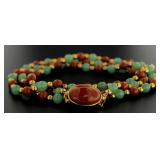 14kt GF Red Jasper & Jade Necklace