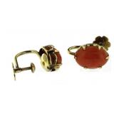 14kt Gold Natural Coral Screwback Earrings